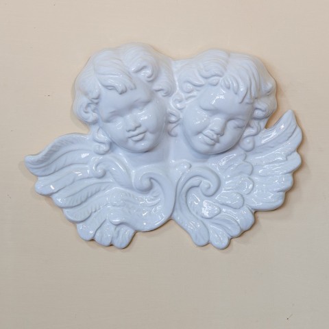 Pair of Glazed Ceramic Angels